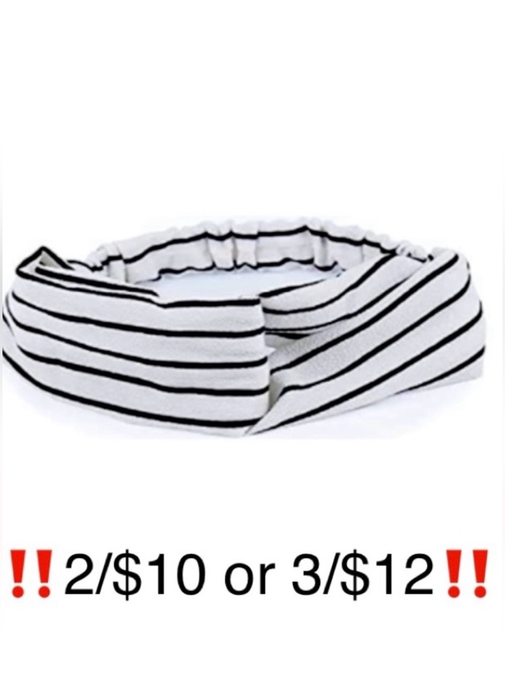 Black & White Striped Soft Elastic Stretch Twisted Headband